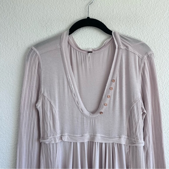 Free People Women’s Birdie Henley in Lilac - Picture 3 of 16